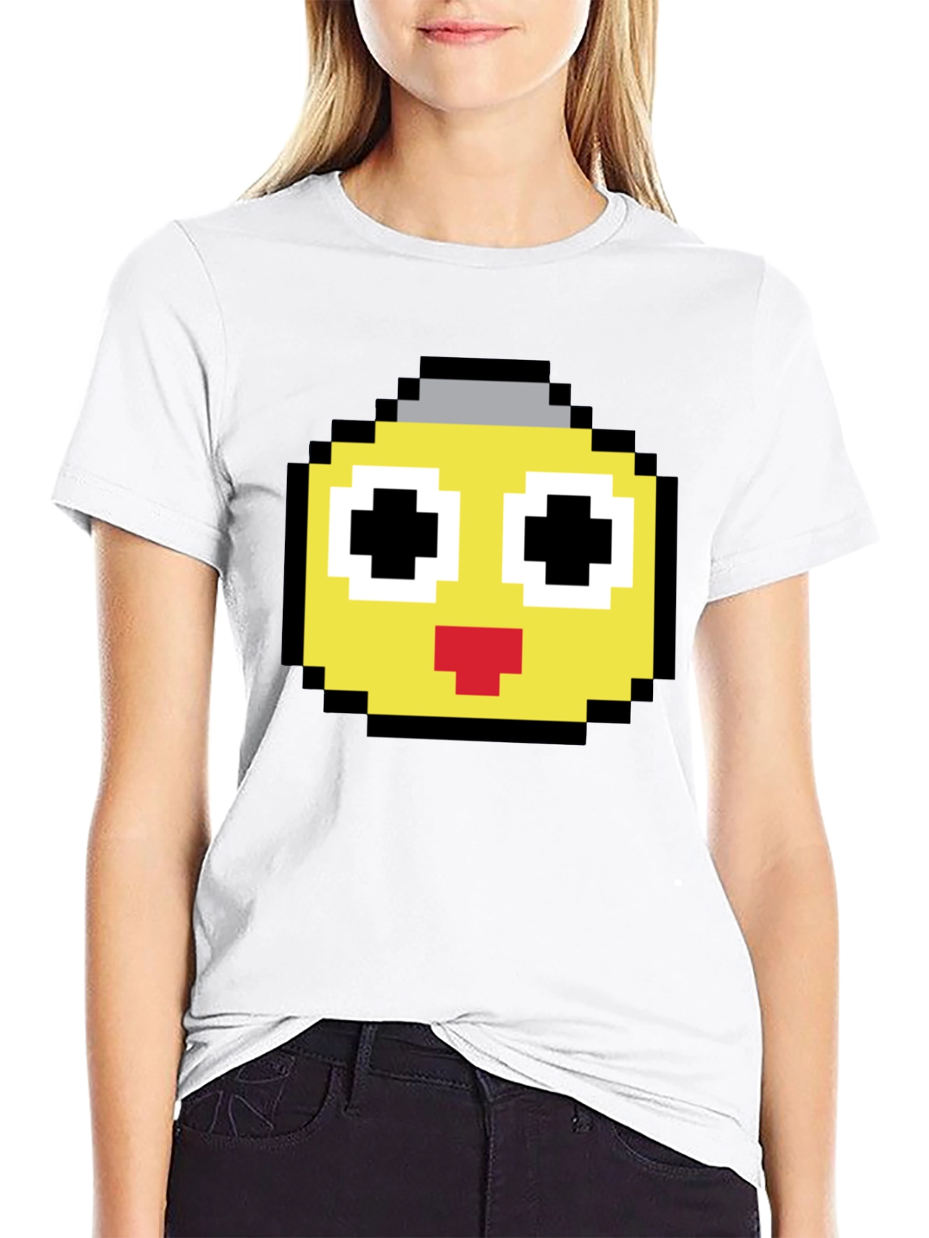 Pixel Art Emoji Black T-Shirt