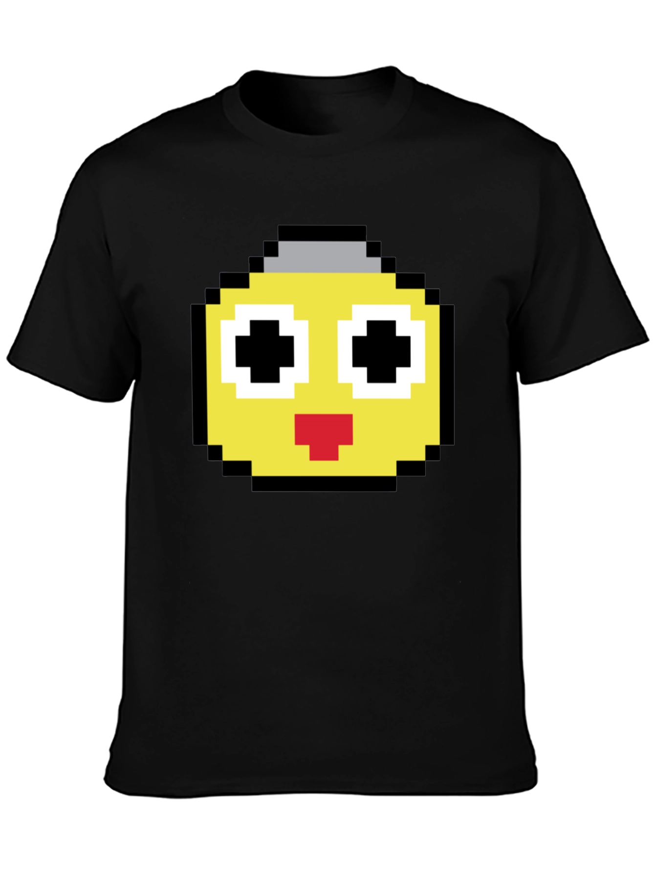 Pixel Art Emoji Black T-Shirt