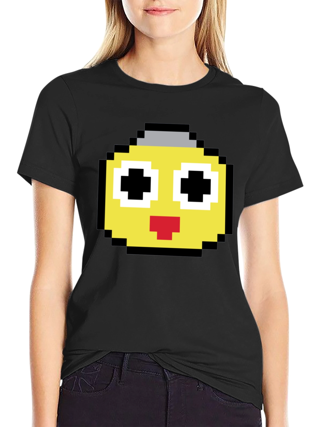 Pixel Art Emoji Black T-Shirt