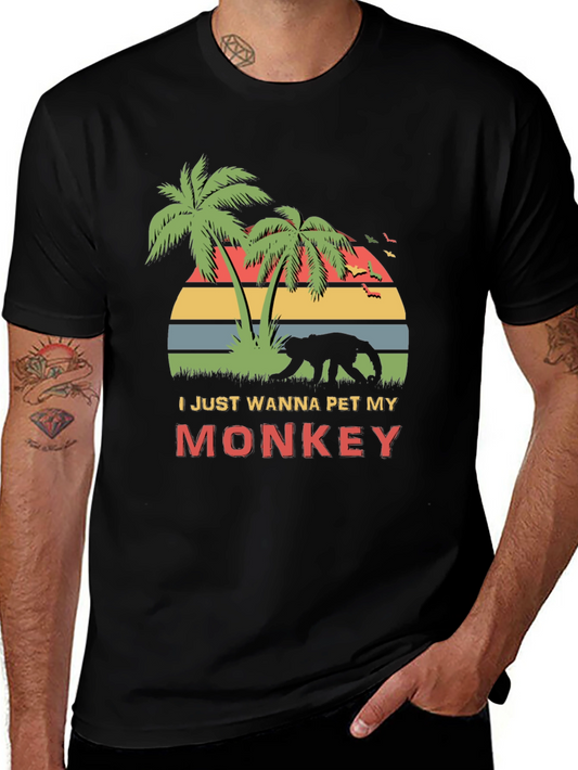 Funny Monkey Lover T-Shirt - I Just Wanna Pet My Monkey