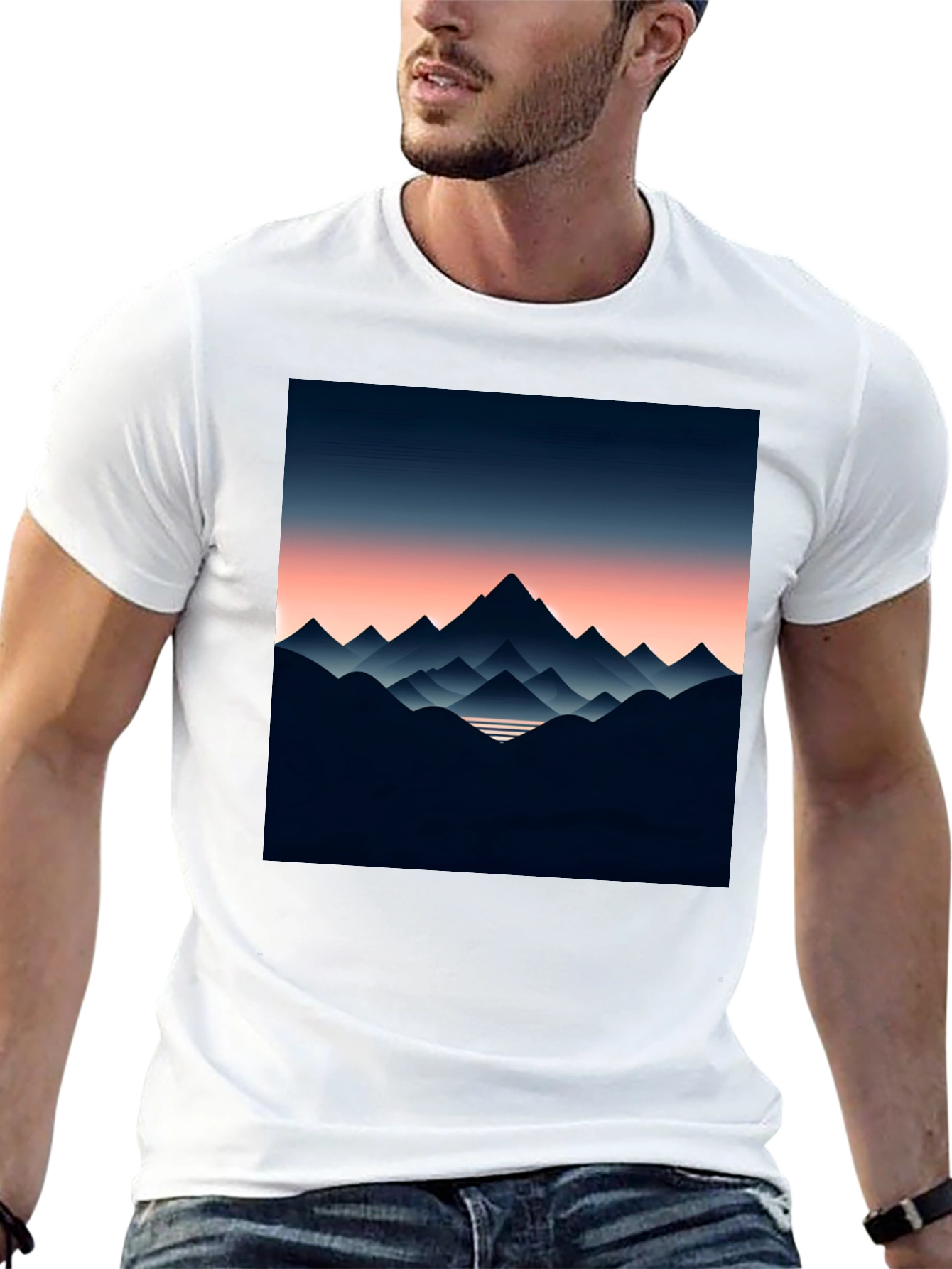 Mountain Range Graphic Tee - Stylish Mens Black T-Shirt
