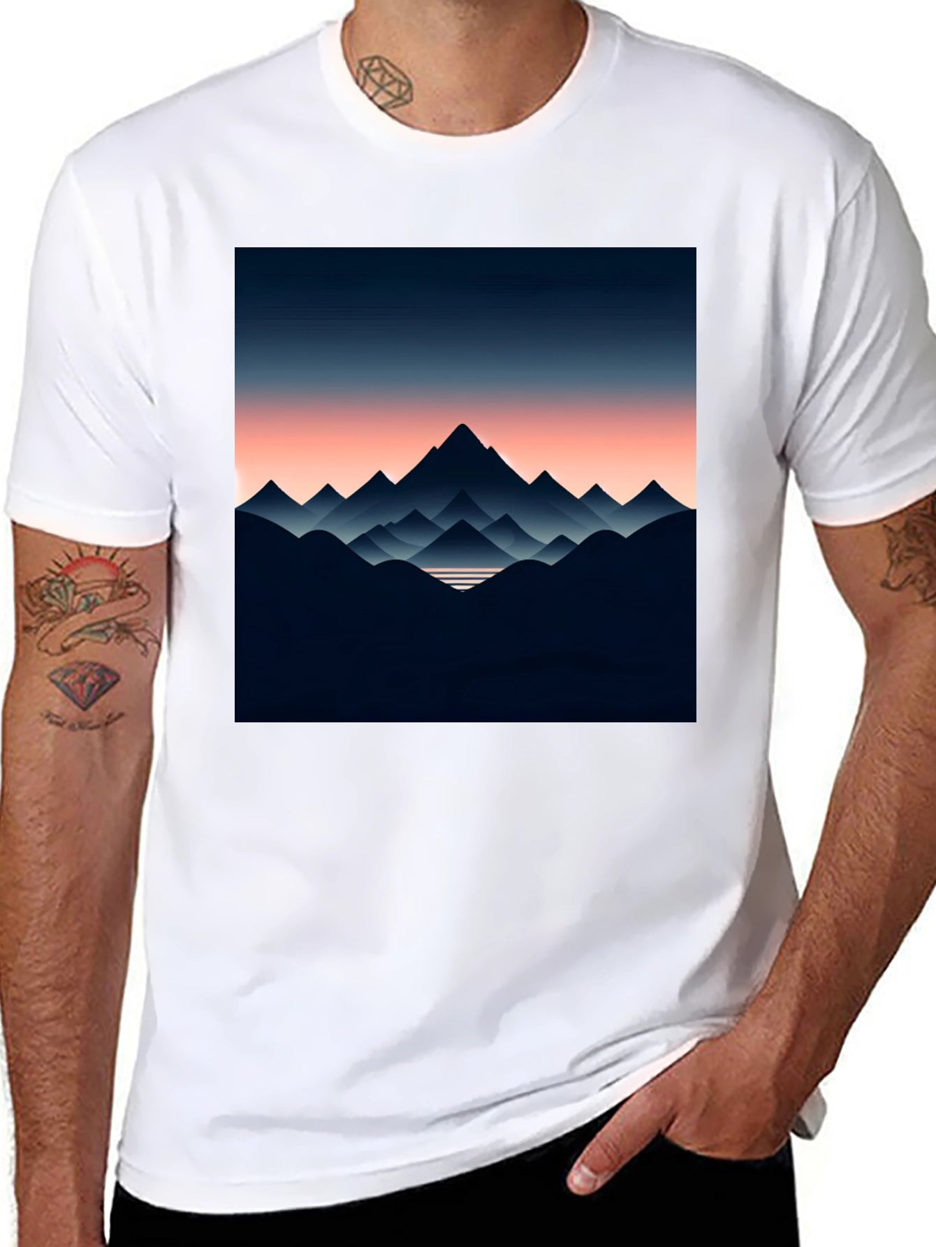 Mountain Range Graphic Tee - Stylish Mens Black T-Shirt