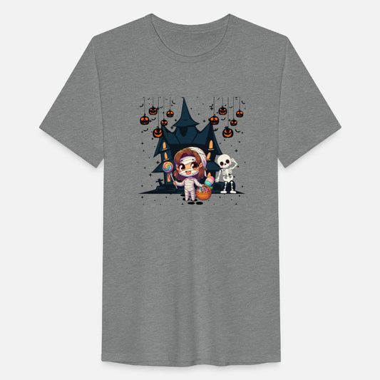 Friendly mummy and skeleton illustration