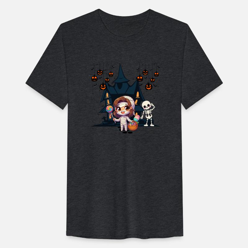 Friendly mummy and skeleton illustration