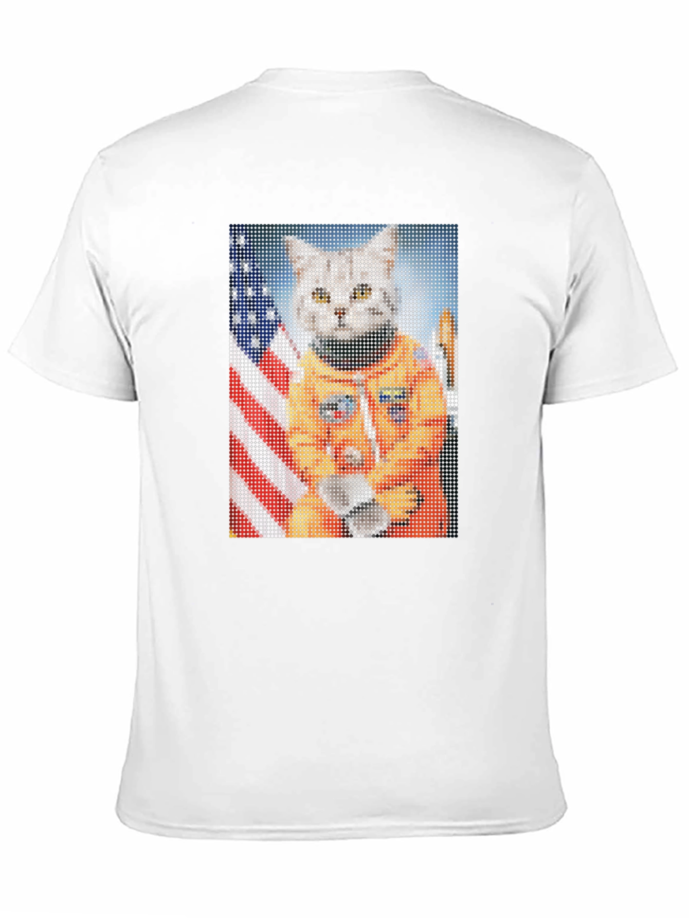 Astronaut Cat Graphic T-Shirt - USA Flag Black Tee