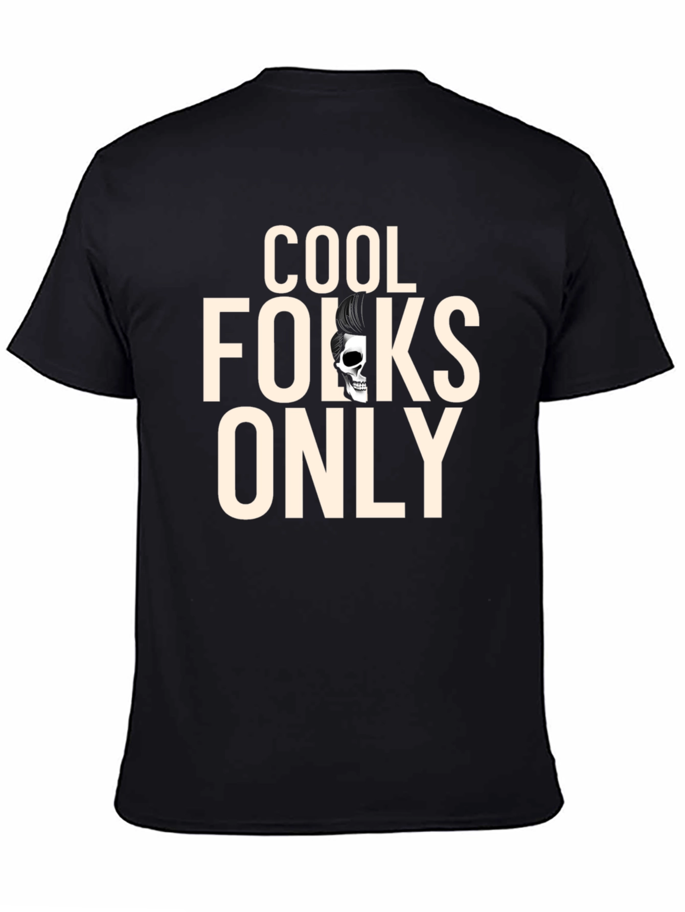 Cool Folks Only Graphic Tee - Rockabilly Skull T-Shirt
