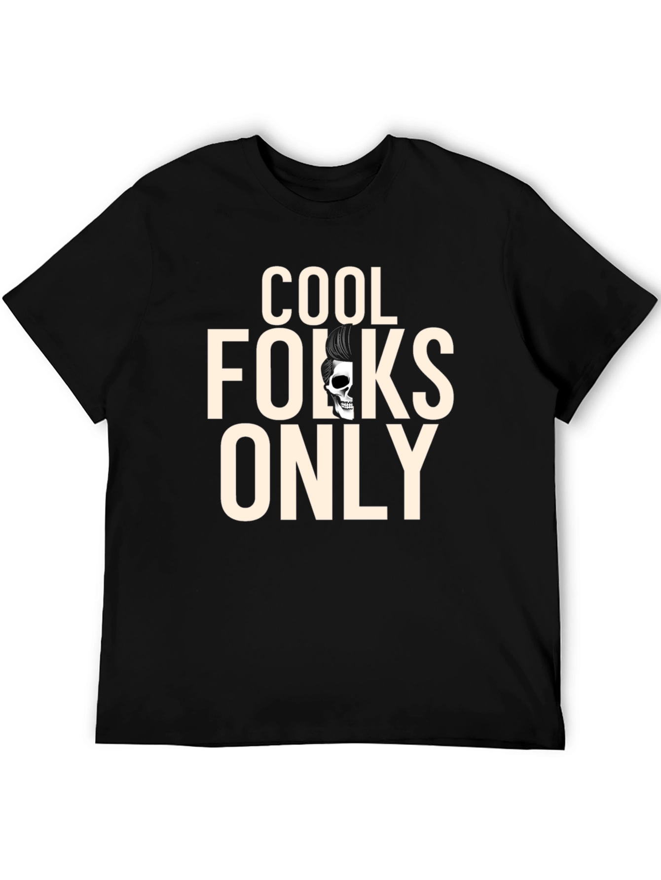 Cool Folks Only Graphic Tee - Rockabilly Skull T-Shirt
