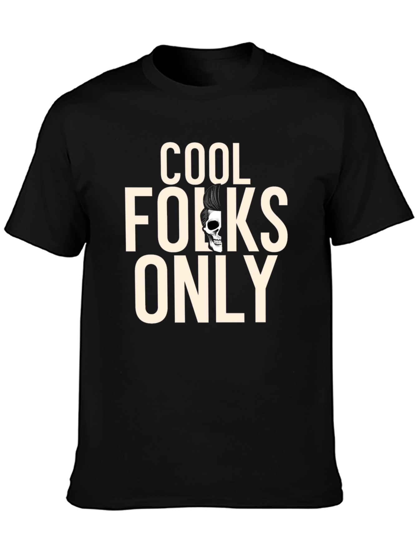 Cool Folks Only Graphic Tee - Rockabilly Skull T-Shirt