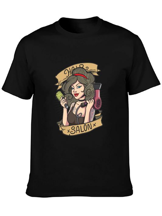 Hair Salon Tattoo Style Graphic T-Shirt