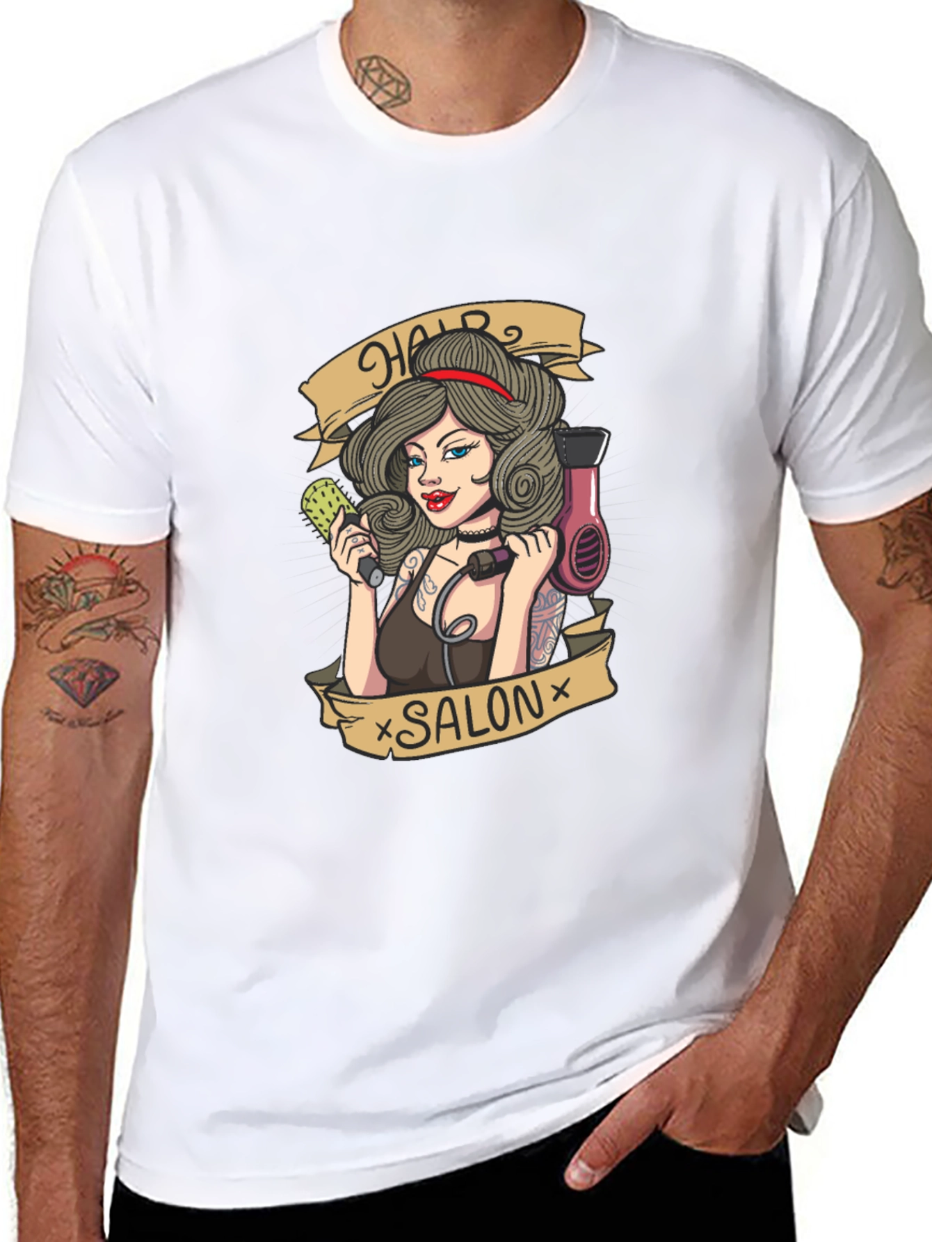 Hair Salon Tattoo Style Graphic T-Shirt