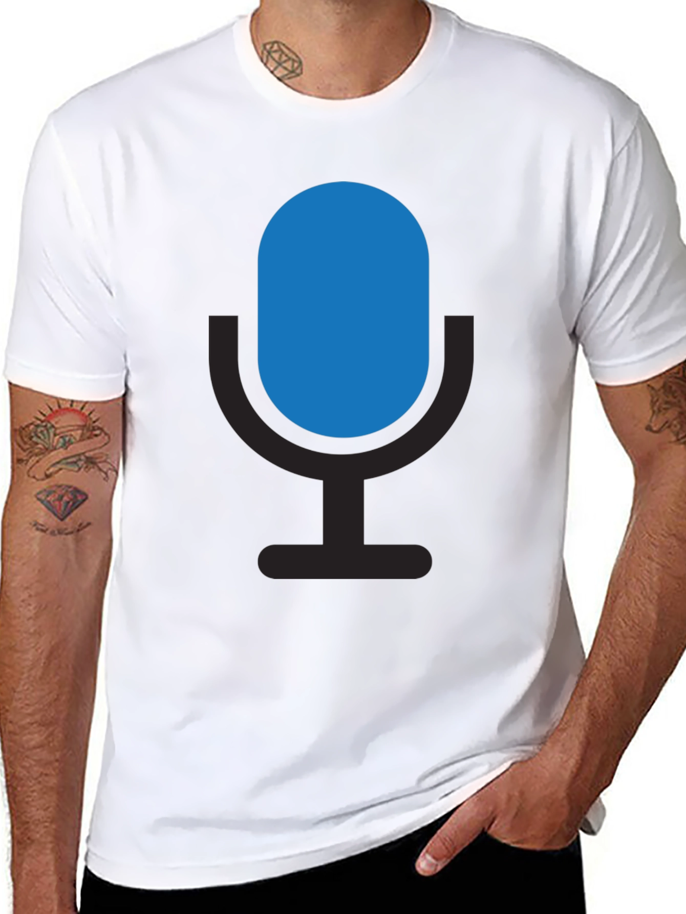 Microphone Graphic Black T-Shirt - Podcast Ready!