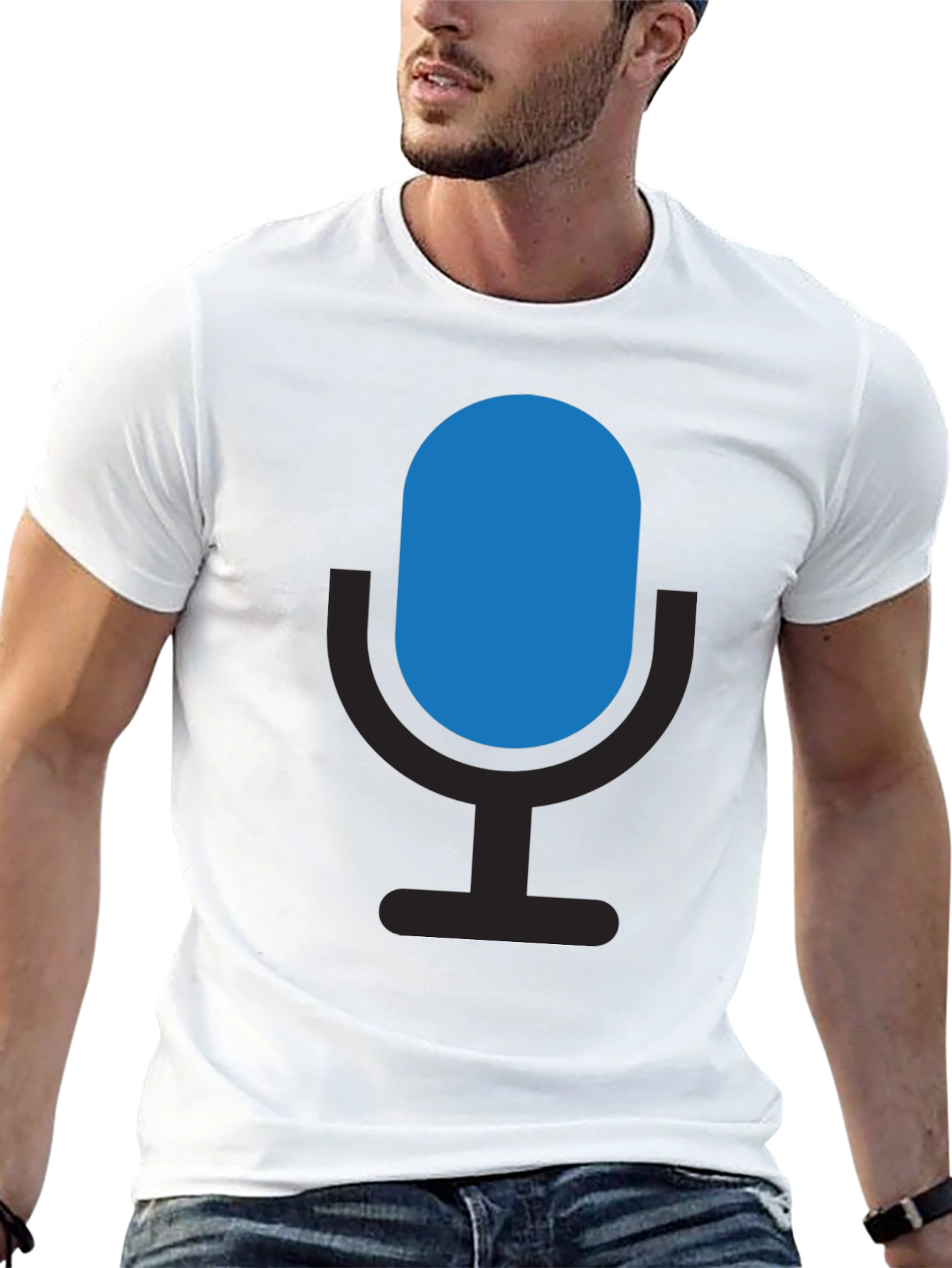Microphone Graphic Black T-Shirt - Podcast Ready!