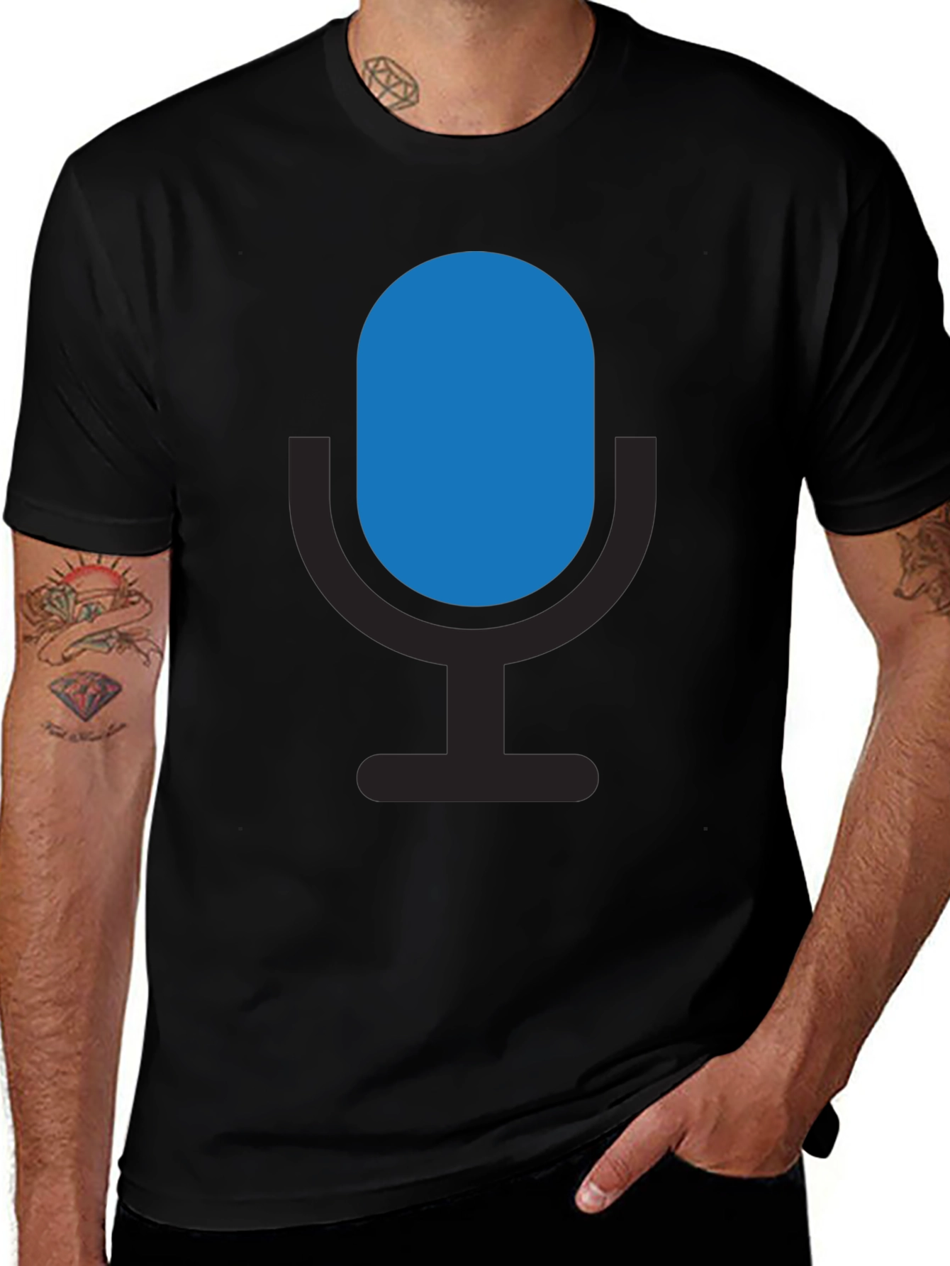 Microphone Graphic Black T-Shirt - Podcast Ready!