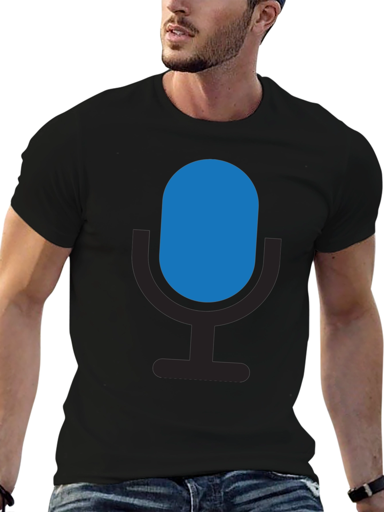 Microphone Graphic Black T-Shirt - Podcast Ready!