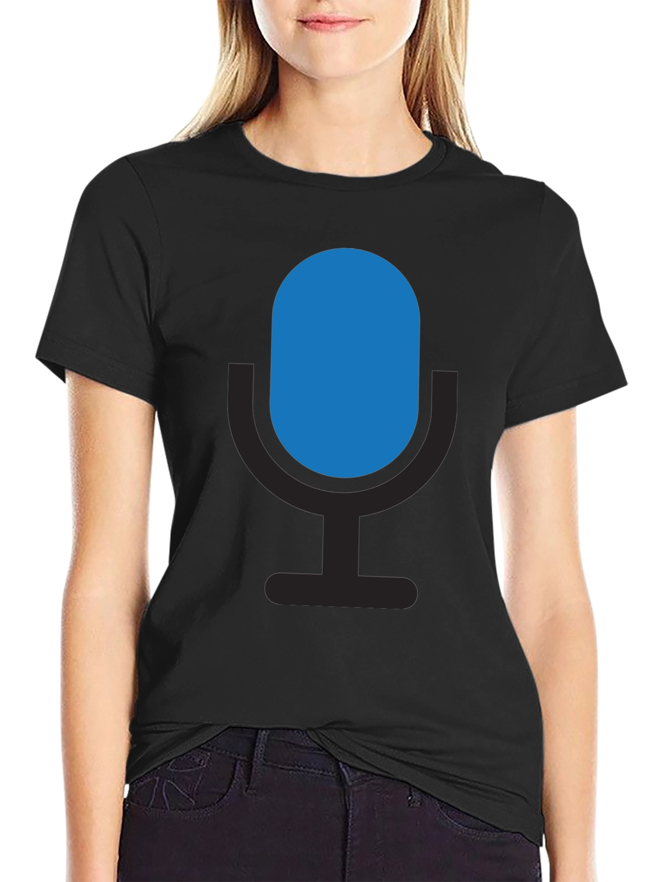 Microphone Graphic Black T-Shirt - Podcast Ready!
