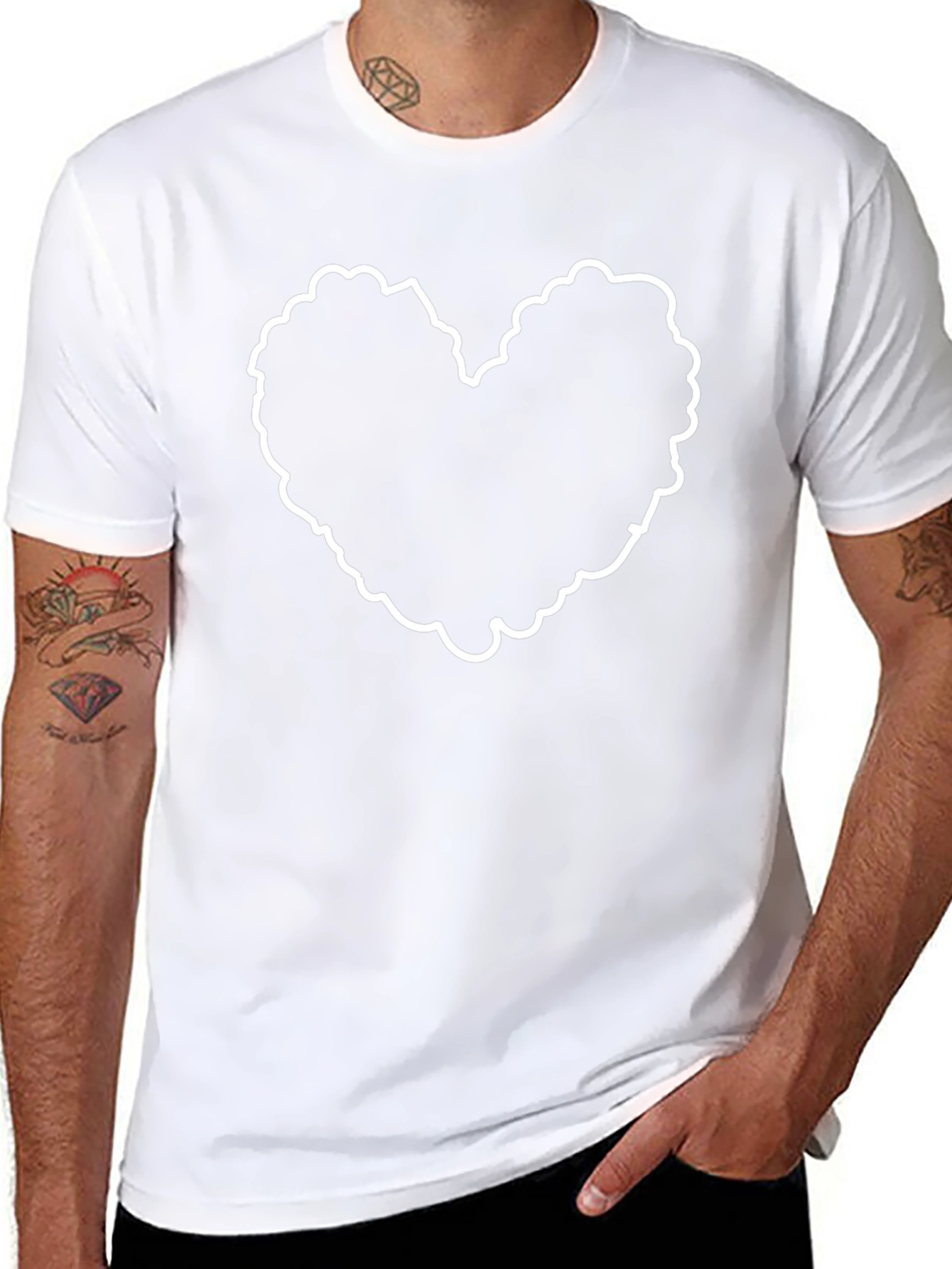 Heart Cloud Outline Black T-Shirt