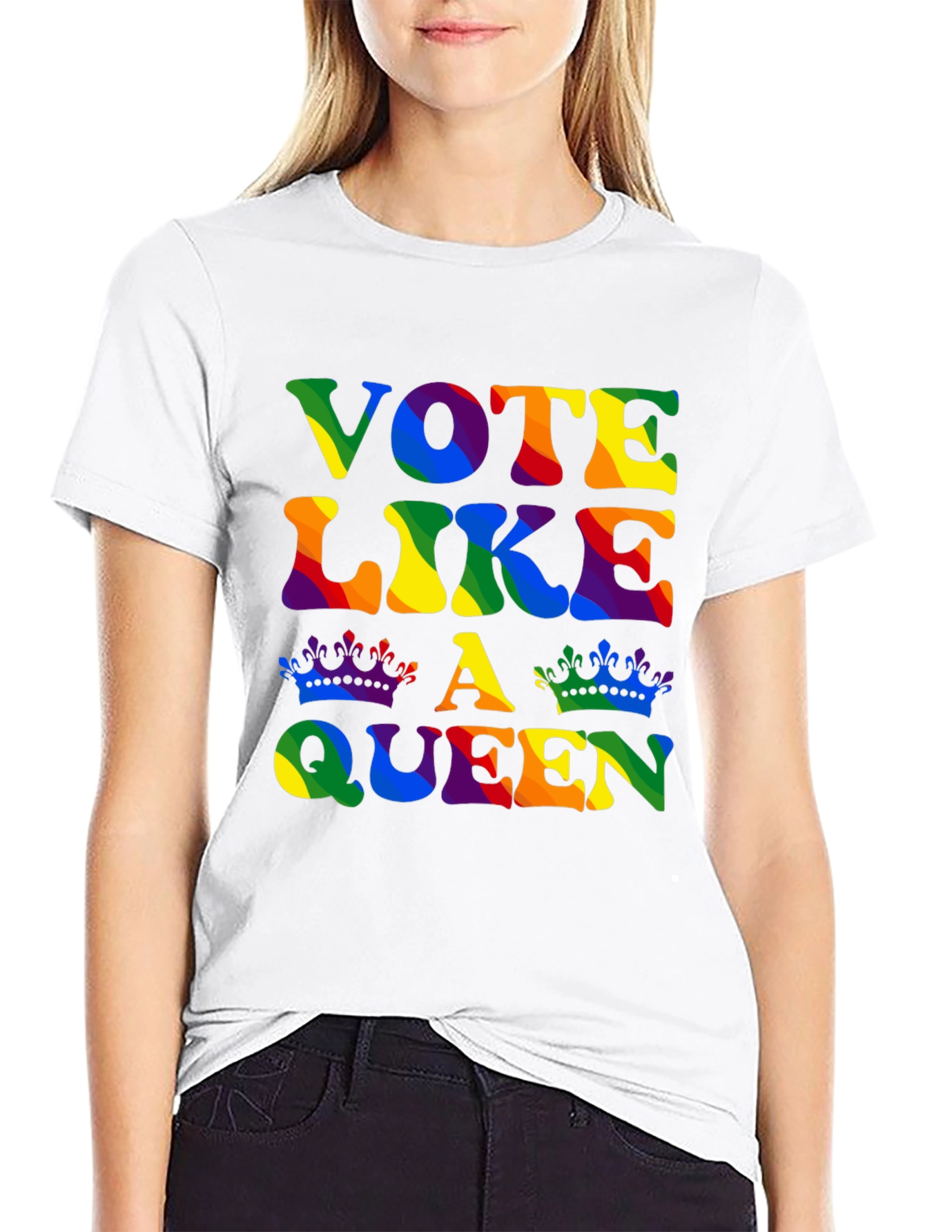 Vote Like A Queen Rainbow Pride T-Shirt
