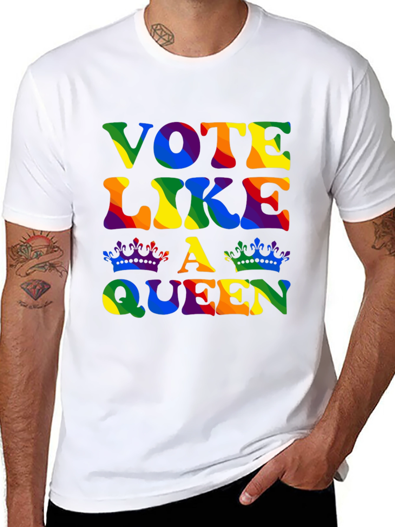 Vote Like A Queen Rainbow Pride T-Shirt