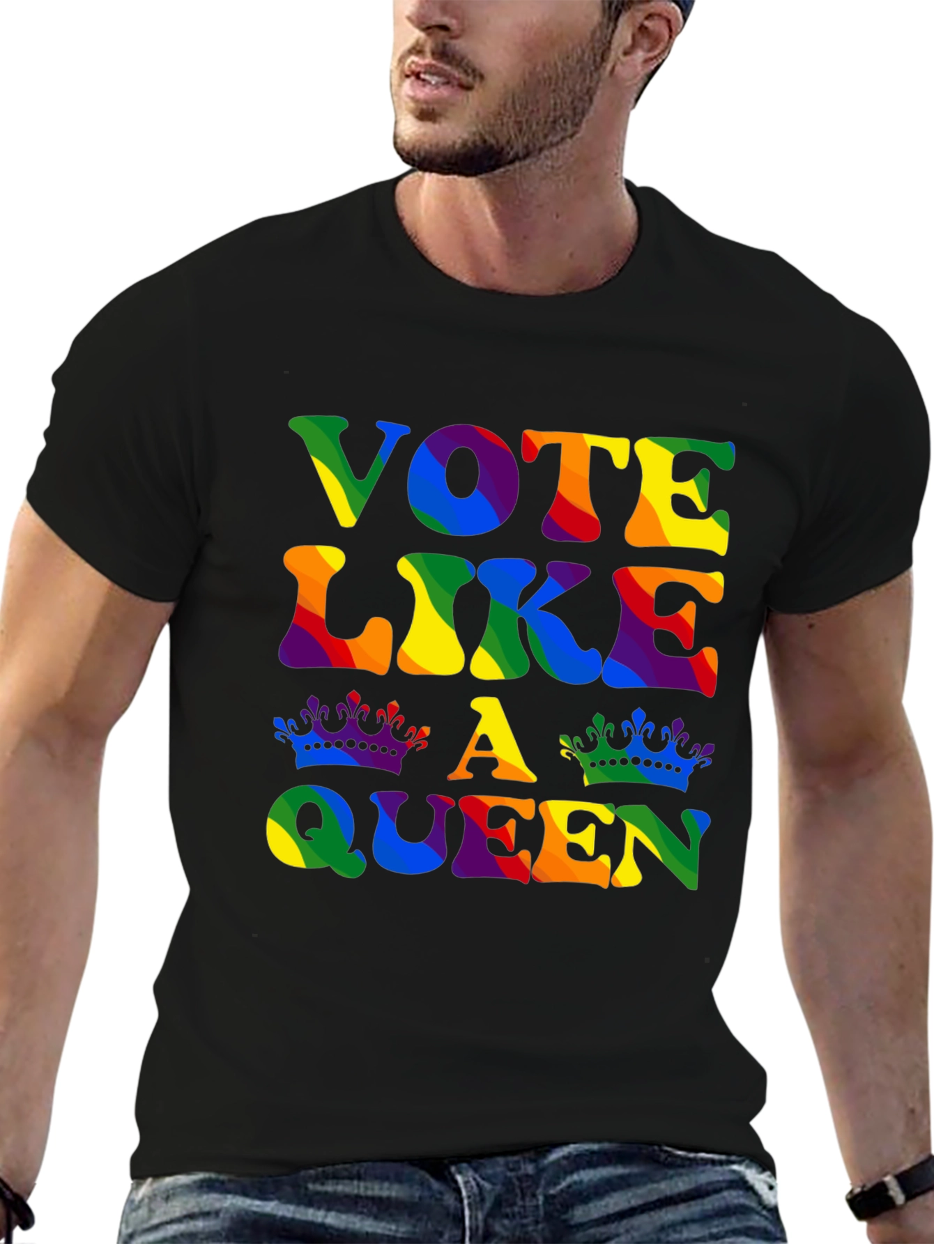 Vote Like A Queen Rainbow Pride T-Shirt