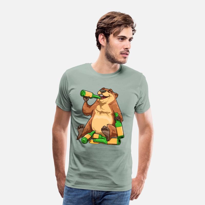 Funny Groundhog Drinking Beer