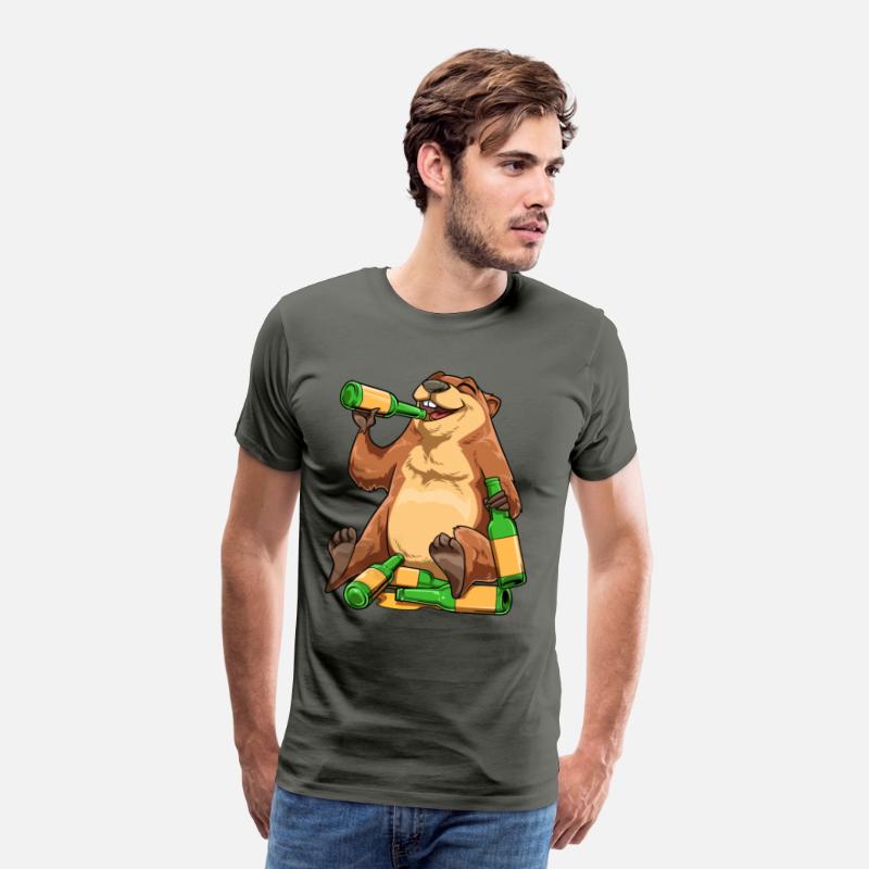 Funny Groundhog Drinking Beer