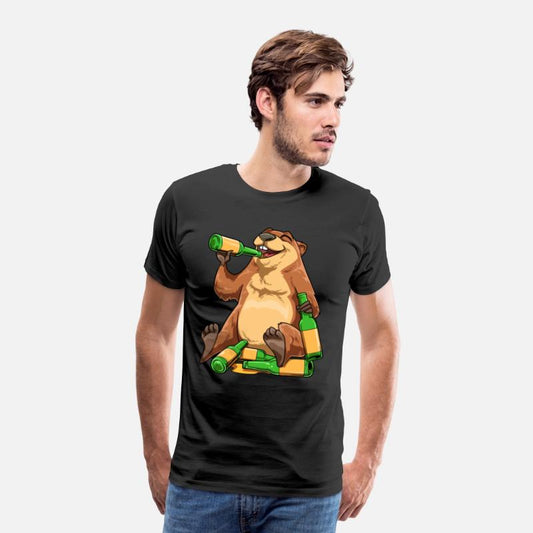 Funny Groundhog Drinking Beer