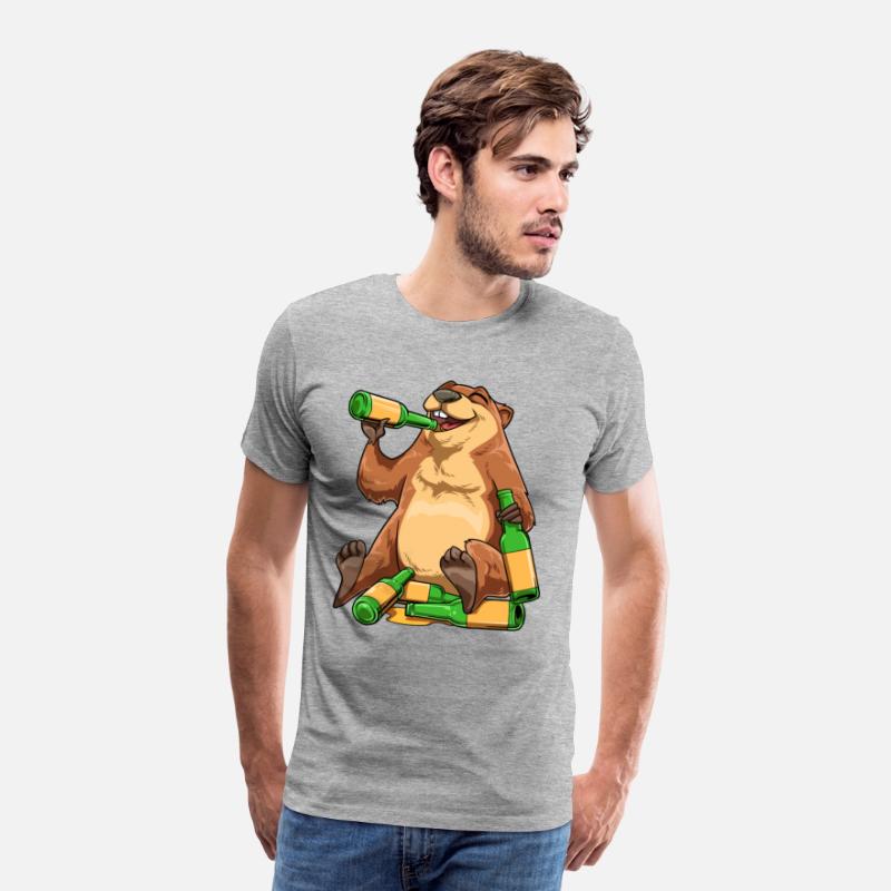 Funny Groundhog Drinking Beer