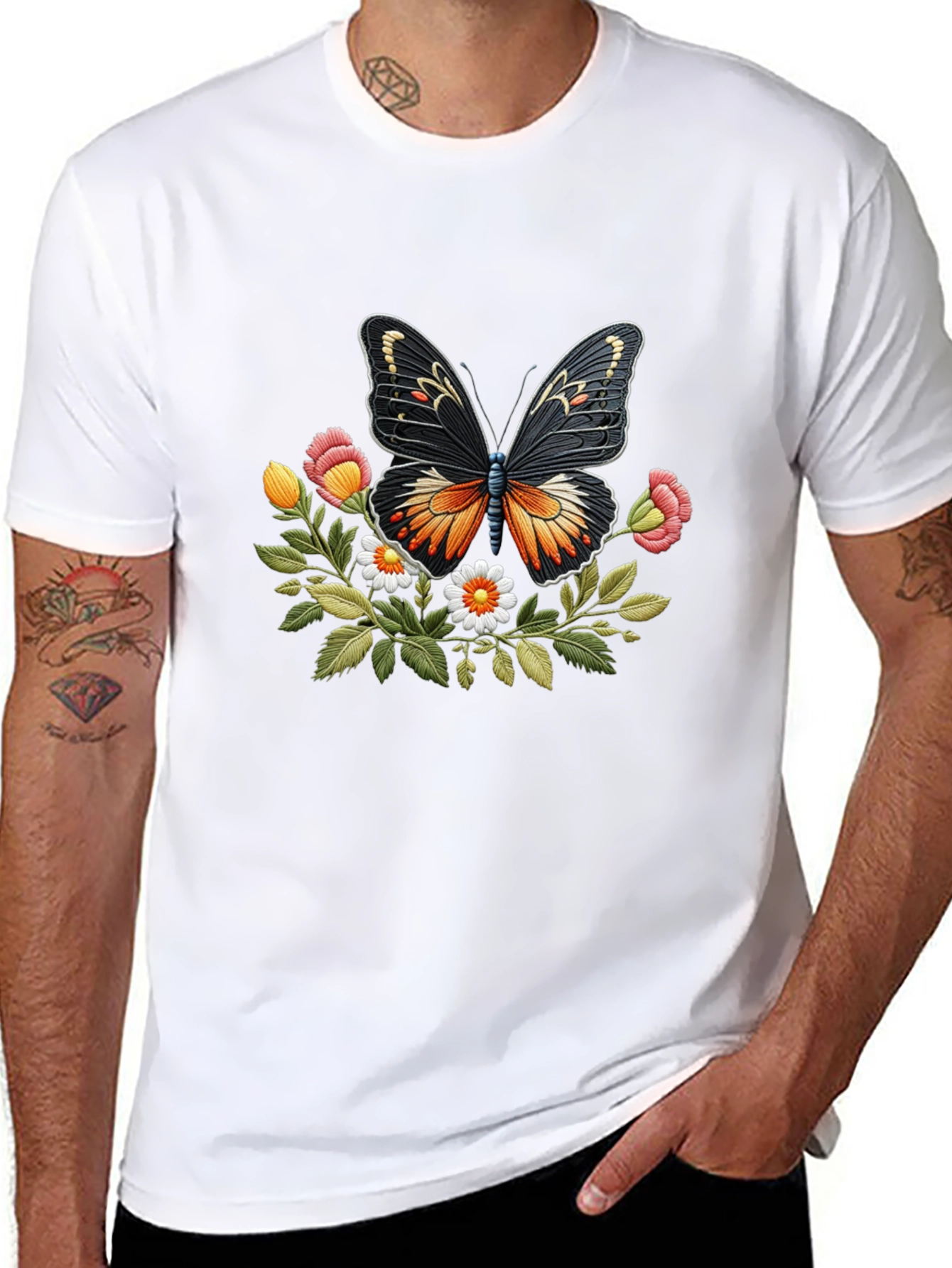 Butterfly Floral Graphic T-Shirt
