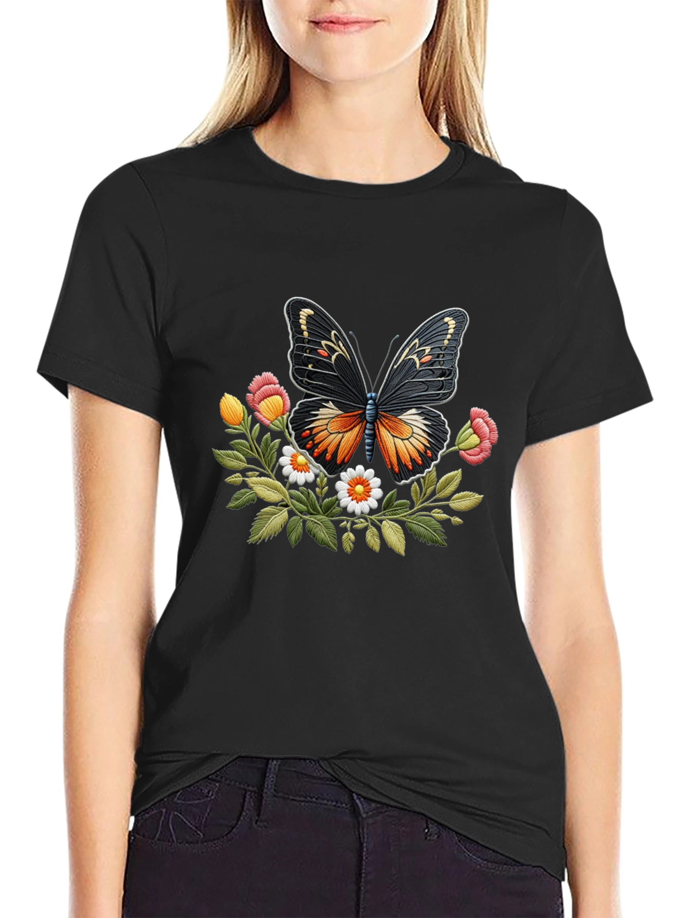 Butterfly Floral Graphic T-Shirt