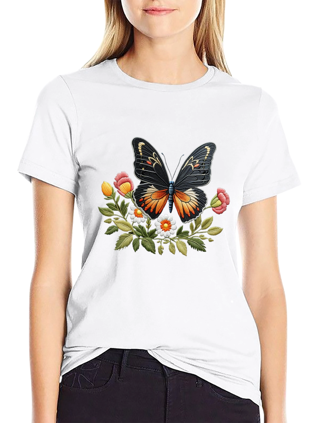 Butterfly Floral Graphic T-Shirt