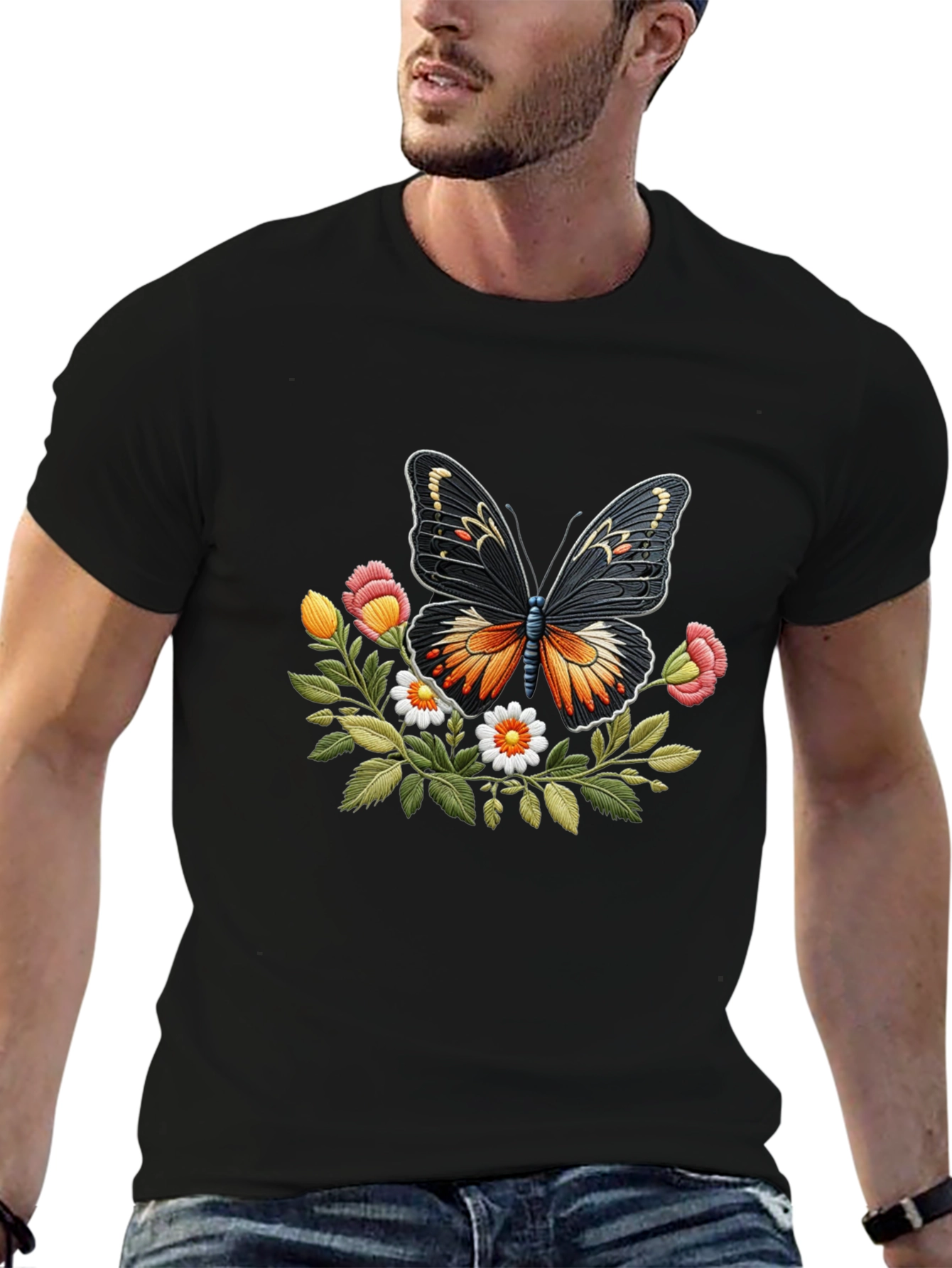 Butterfly Floral Graphic T-Shirt