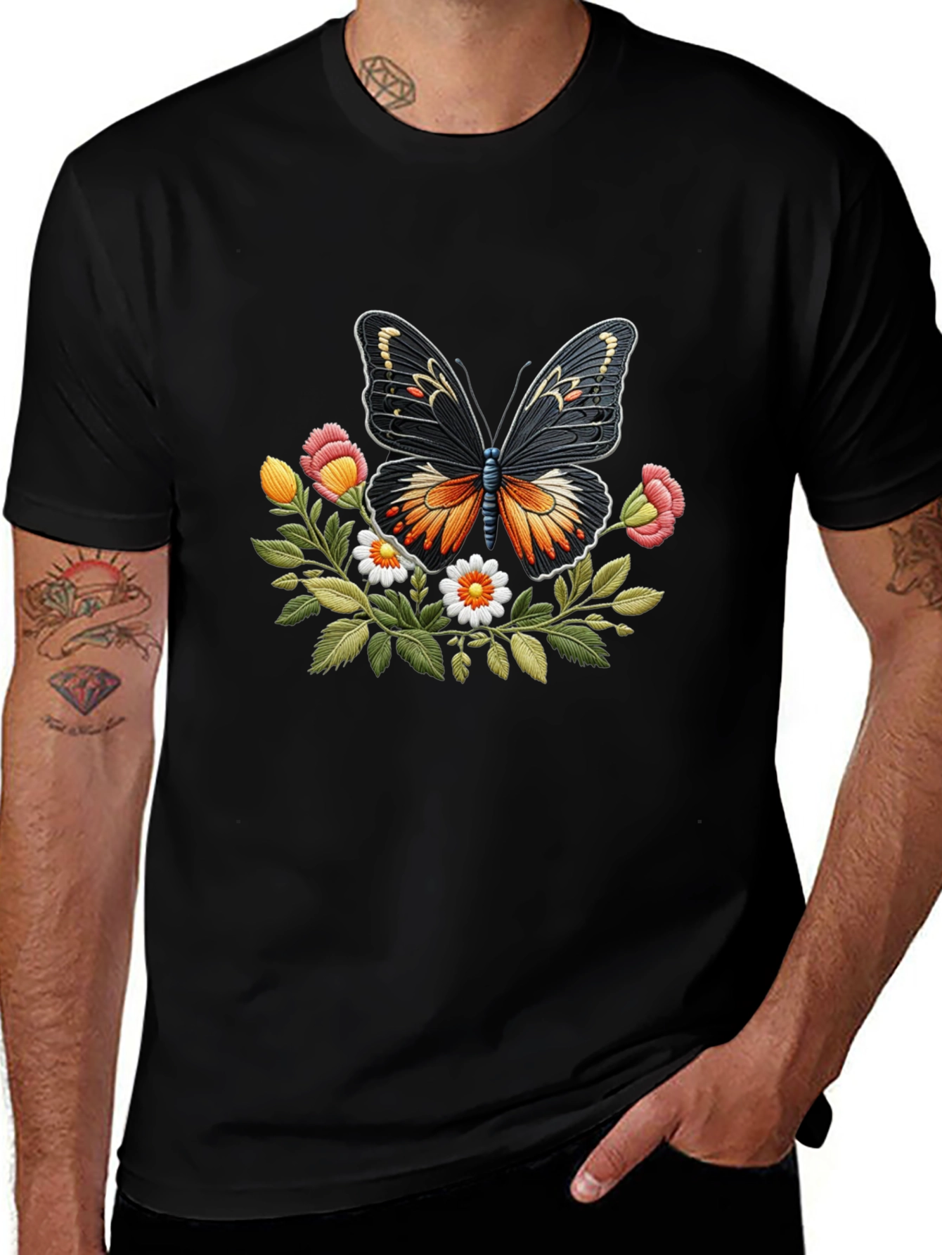 Butterfly Floral Graphic T-Shirt