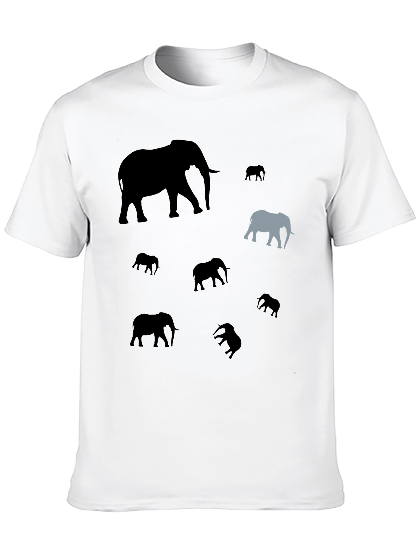 Elephant Pattern Black T-Shirt - Unique Design