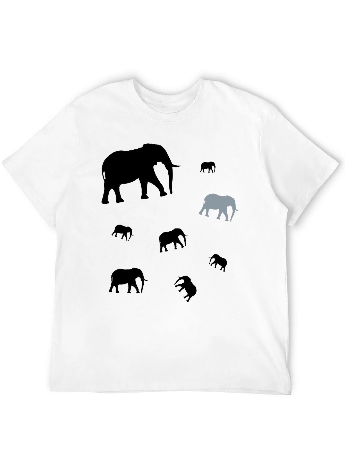 Elephant Pattern Black T-Shirt - Unique Design
