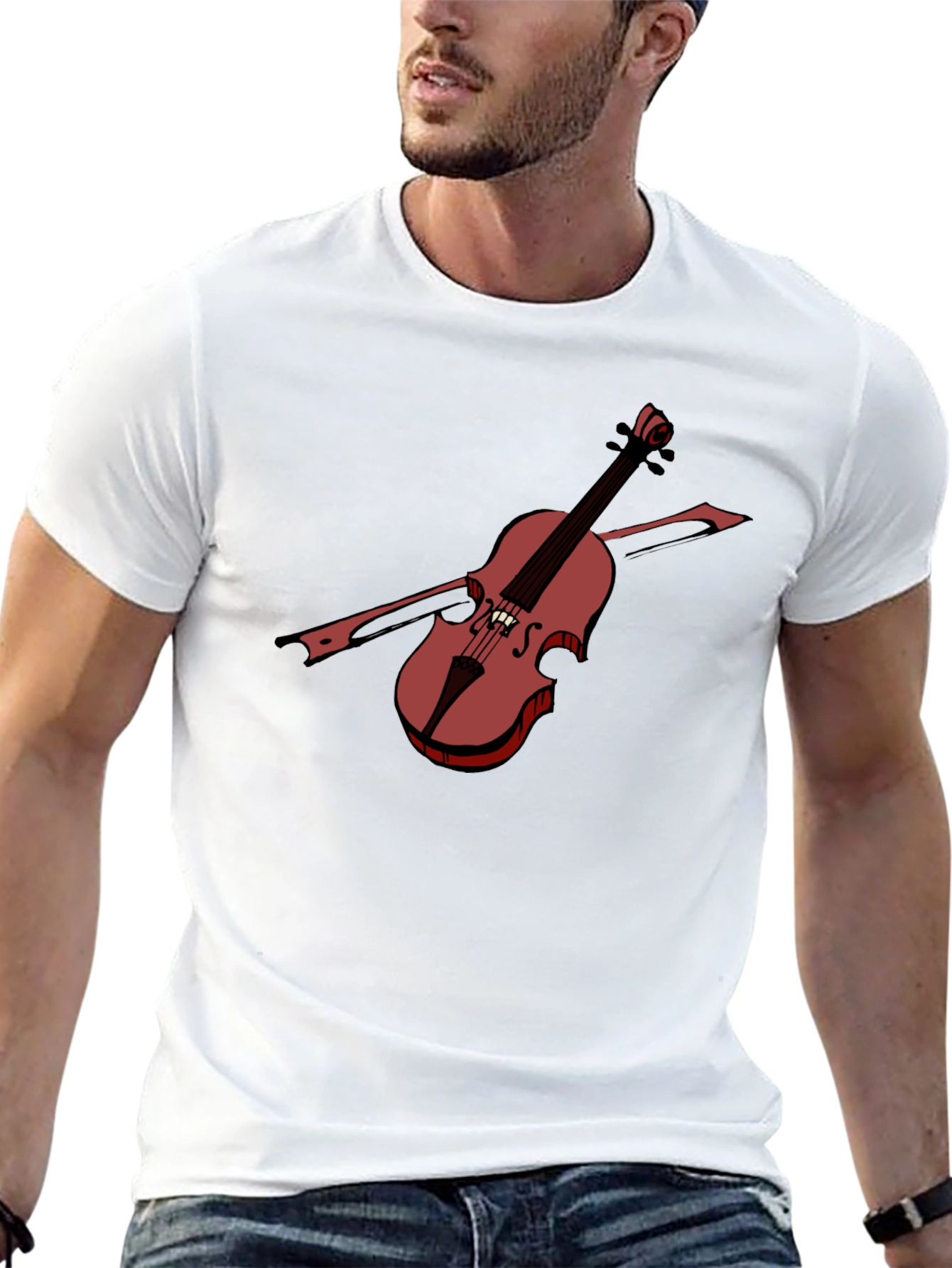 Violin Graphic Tee - Classic Musical Style