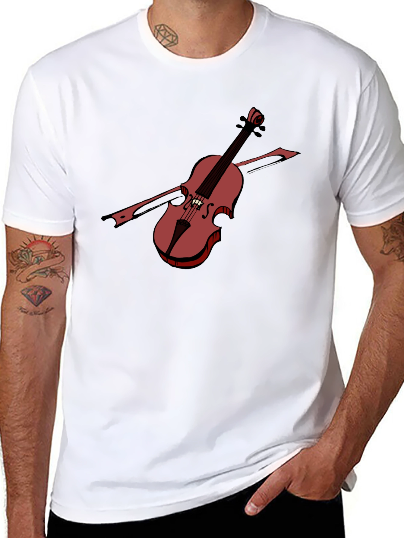 Violin Graphic Tee - Classic Musical Style