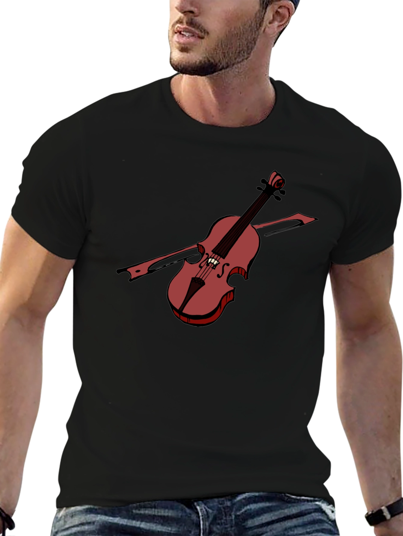 Violin Graphic Tee - Classic Musical Style