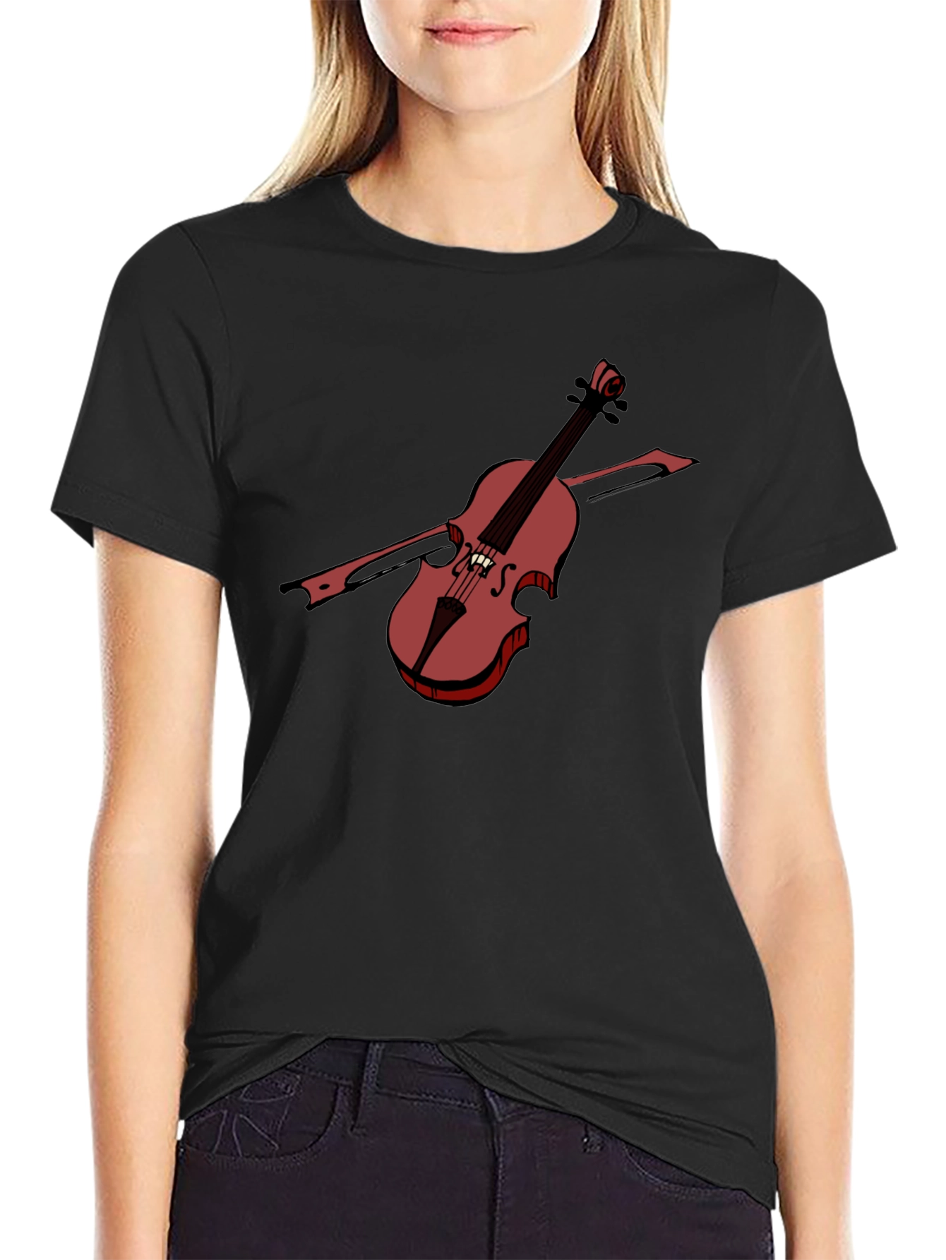 Violin Graphic Tee - Classic Musical Style