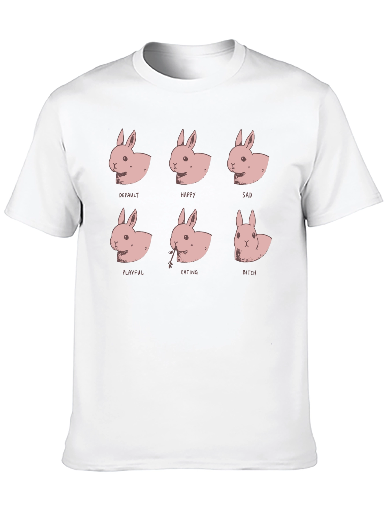 Funny Bunny Emotions Black T-Shirt