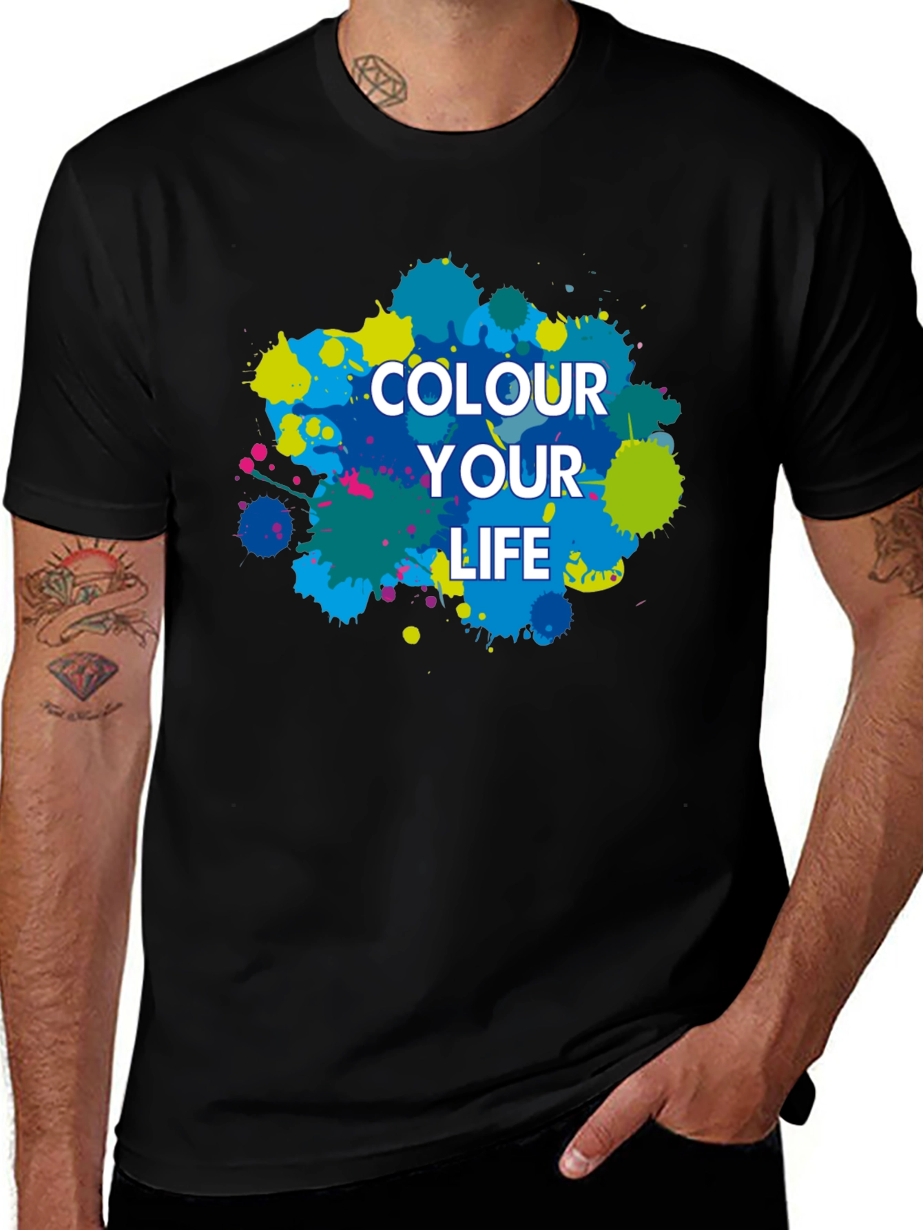 Colour Your Life Black Graphic T-Shirt