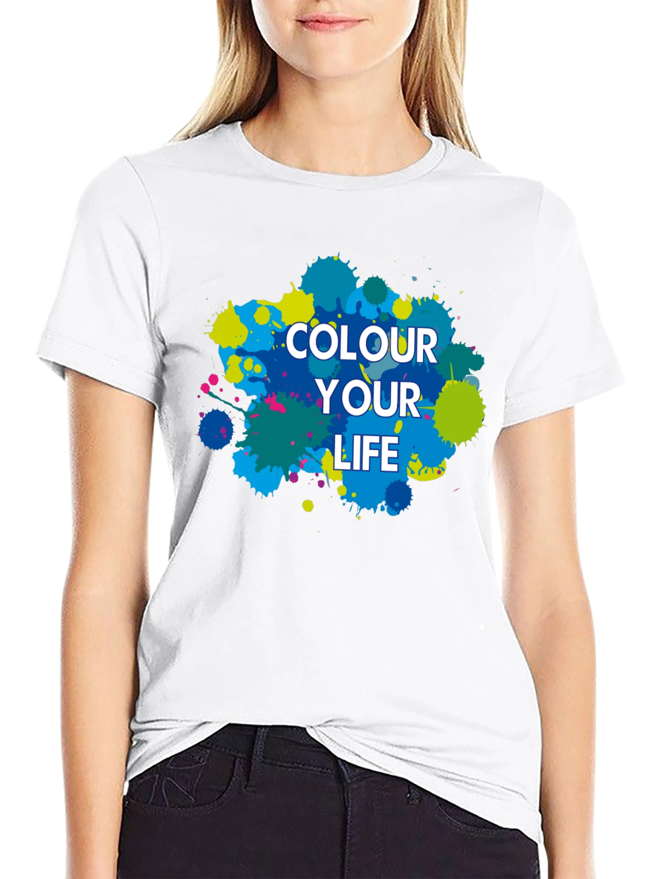 Colour Your Life Black Graphic T-Shirt