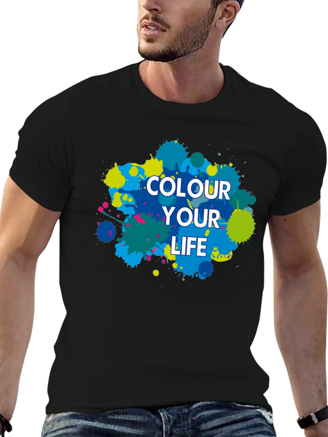 Colour Your Life Black Graphic T-Shirt