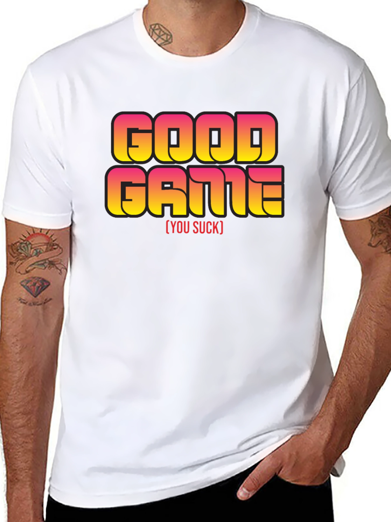 Good Game [You Suck] Slogan Black T-Shirt