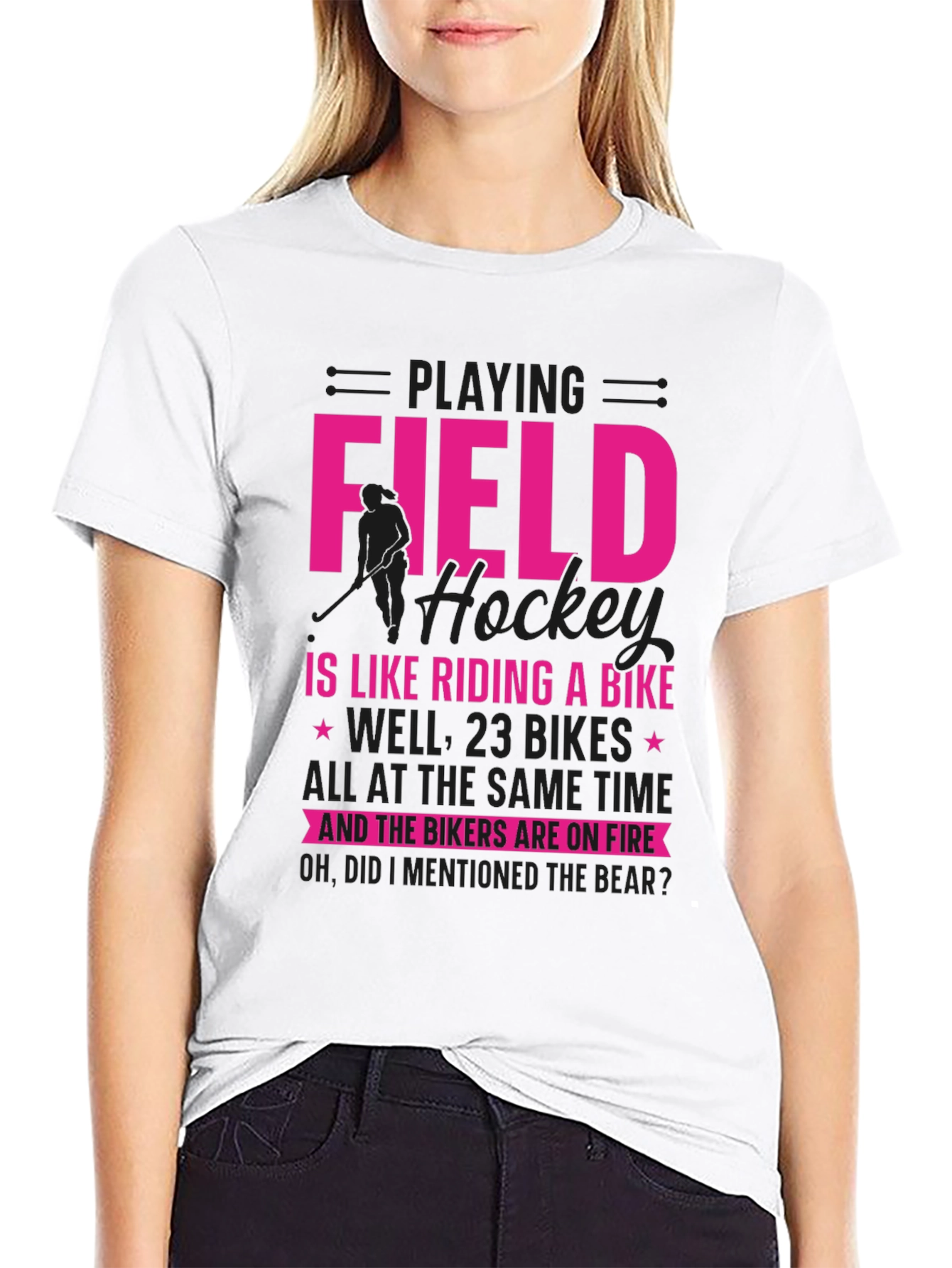 Funny Field Hockey Biker T-Shirt