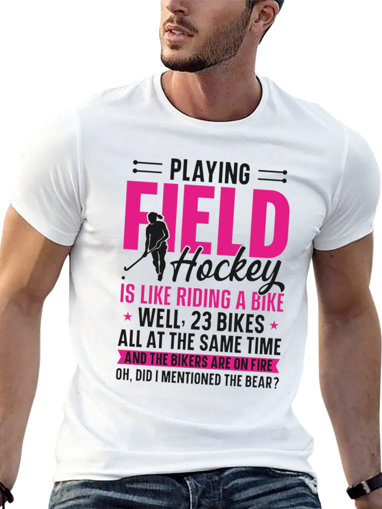 Funny Field Hockey Biker T-Shirt