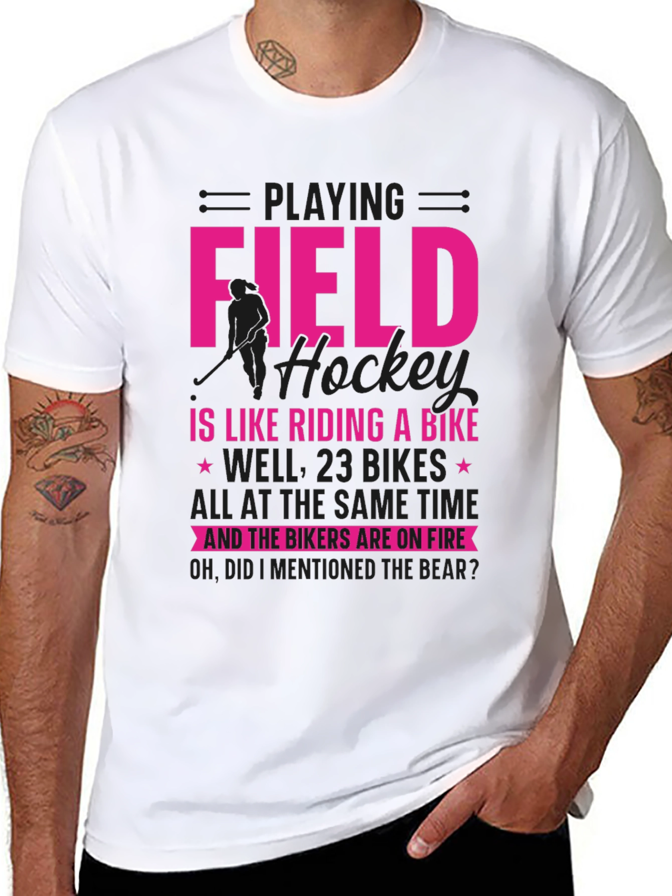 Funny Field Hockey Biker T-Shirt