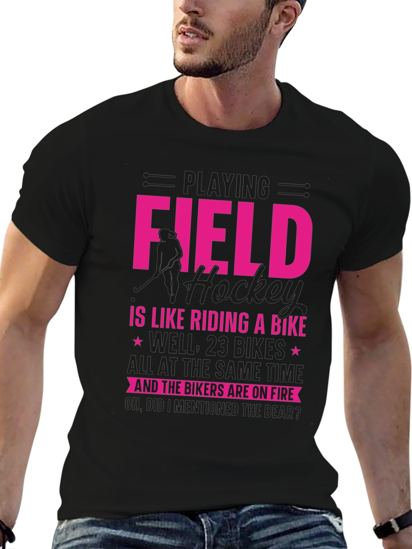 Funny Field Hockey Biker T-Shirt