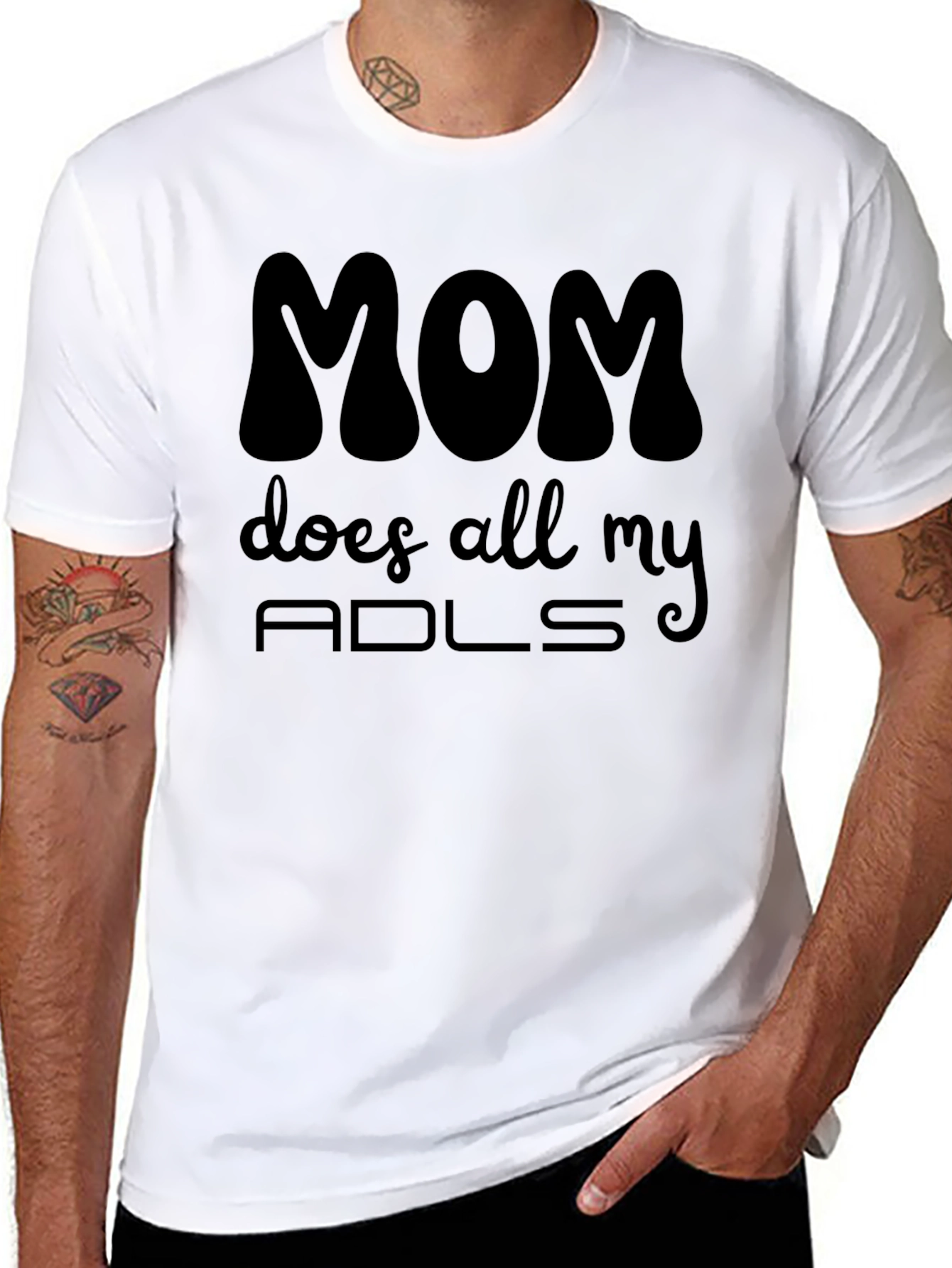 Mom Does All My ADLs Black Graphic Tee
