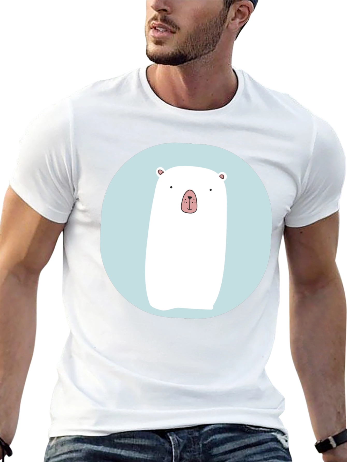 Cute Polar Bear Graphic T-Shirt - Black