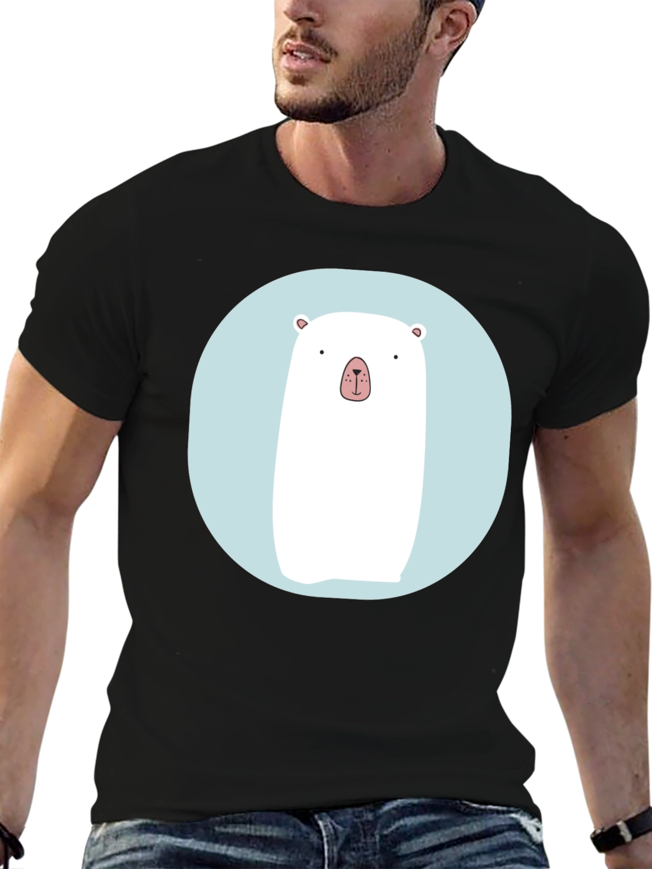 Cute Polar Bear Graphic T-Shirt - Black